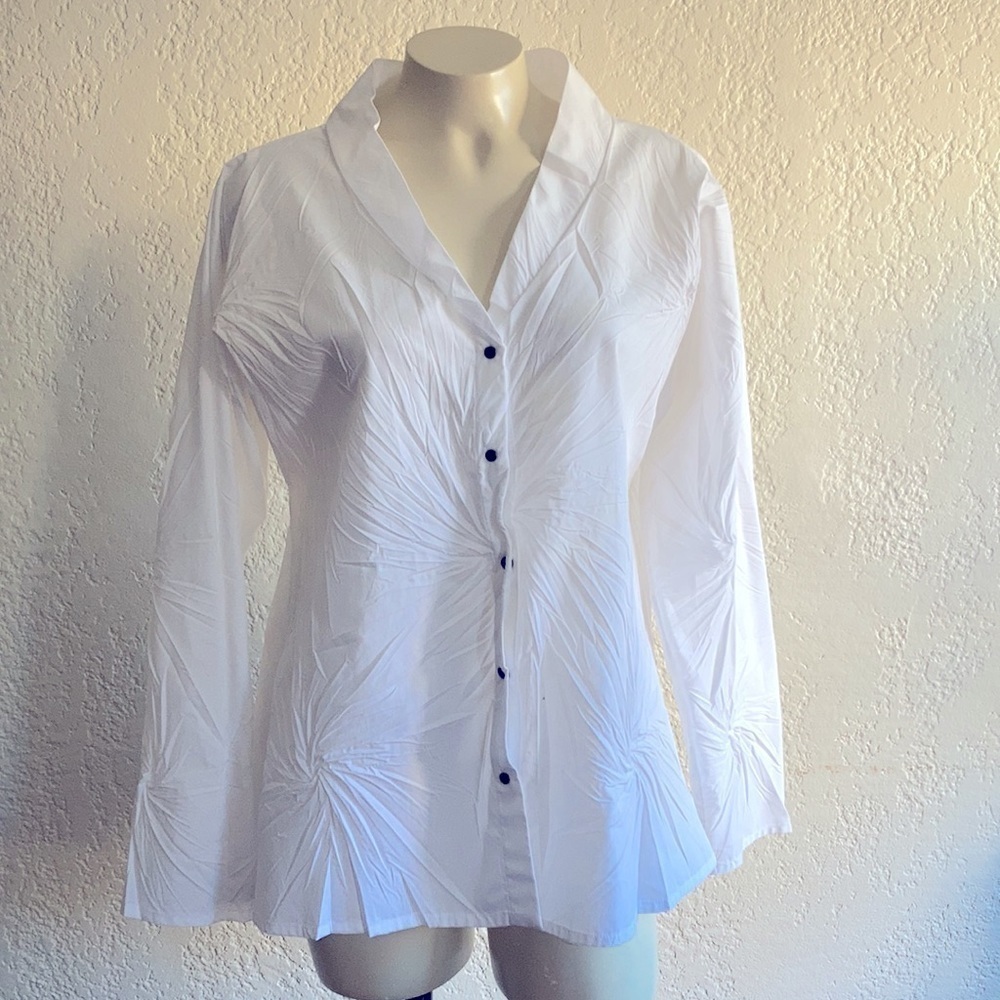 𝅺BABETTE SF crushed crinkled white blouse XSMALL. USA